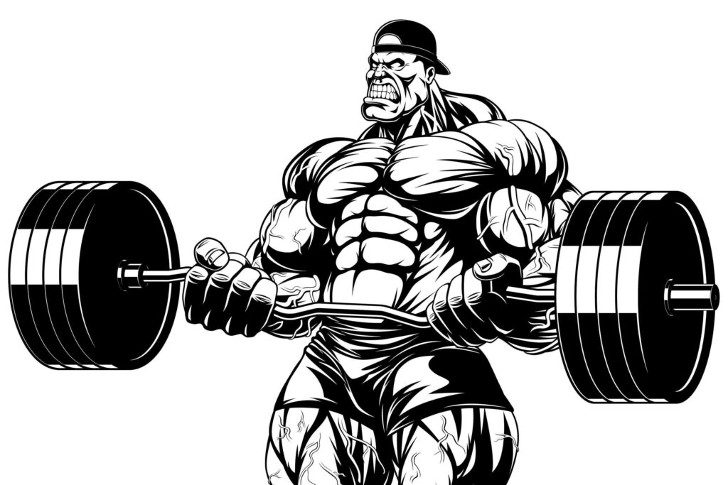 Bold Black-and-White Bodybuilder Wallpaper: Intense Vector Art