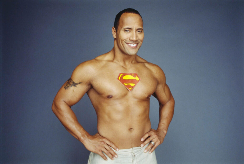 Dwayne Johnson Superman Wallpaper: Fit & Muscular on Blue Background