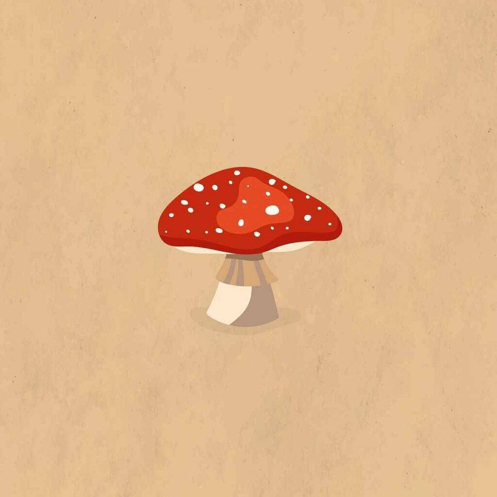 Mushroom Wonderland: Vibrantly Whimsical Mushroom Art dappled with Playful Red Caps and Delicate White Dots against a Serene Light Background Wallpaper