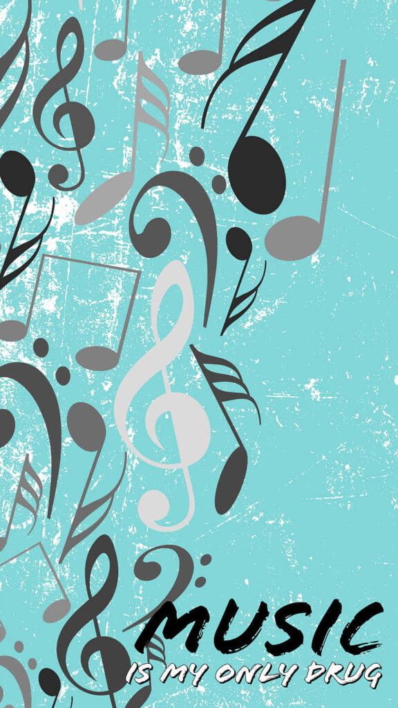 Stunning Music Notes Wallpaper: Artful Teal Background for Music Lovers