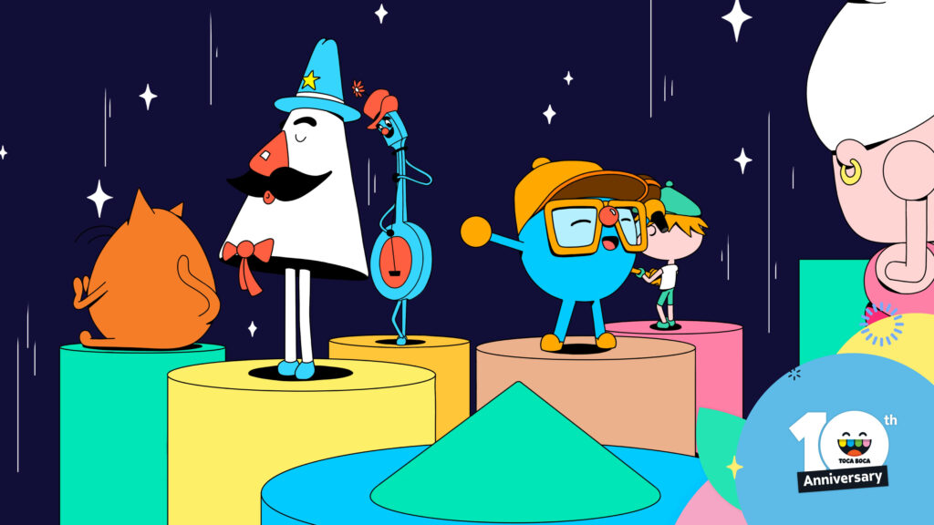 Party Animals: Toca Boca World Pets and Musical Characters on Stage Wallpaper