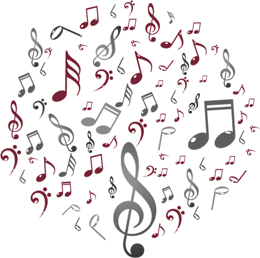 Elegant Musical Note Wallpaper: Black & Burgundy Design for Music Lovers