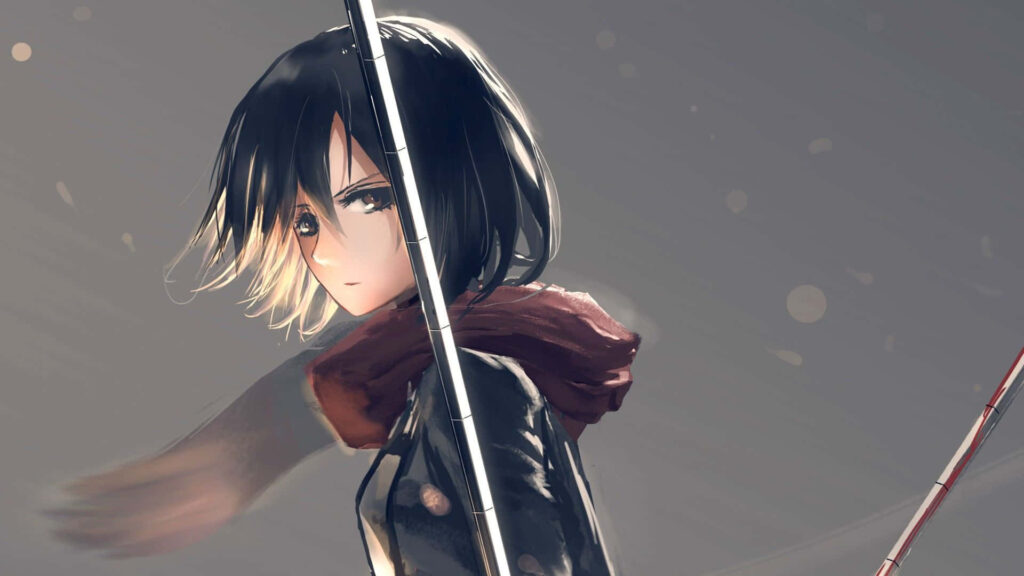Mysterious Anime Girl Wallpaper: Short Black Hair & Sword