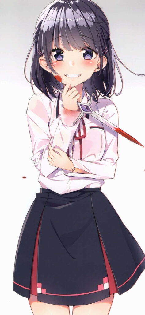 Mysterious Anime Girl Wallpaper: Psycho Aura & School Uniform Vibes