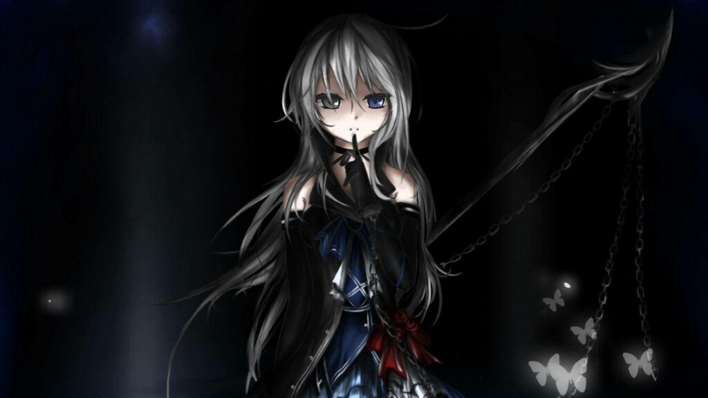 Mysterious Anime Girl Wallpaper: Silver Hair & Gothic Allure