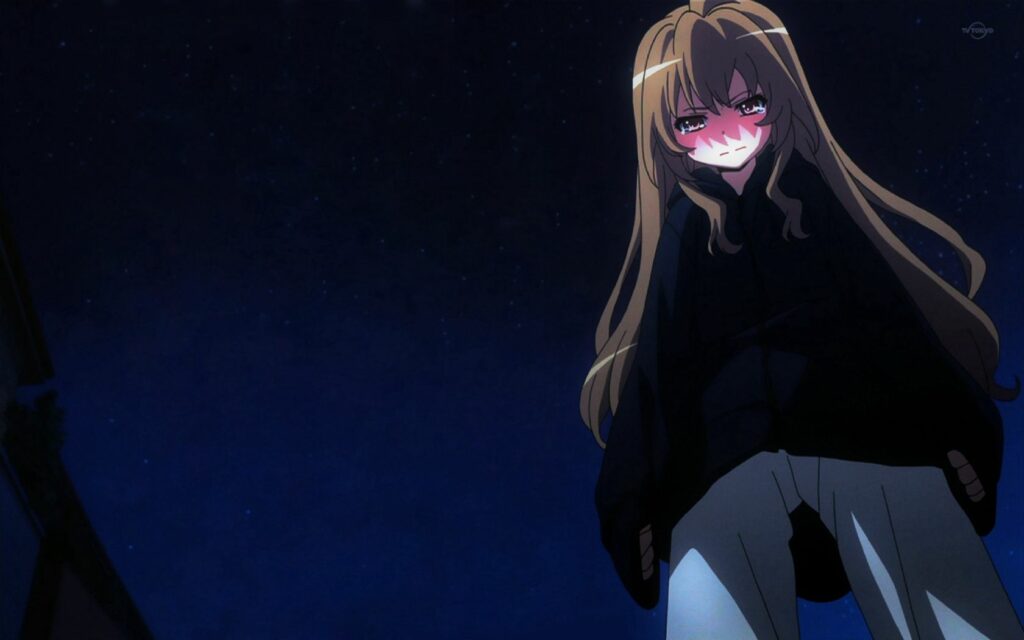 Mysterious Brunette Girl Against Dark Night Sky Wallpaper
