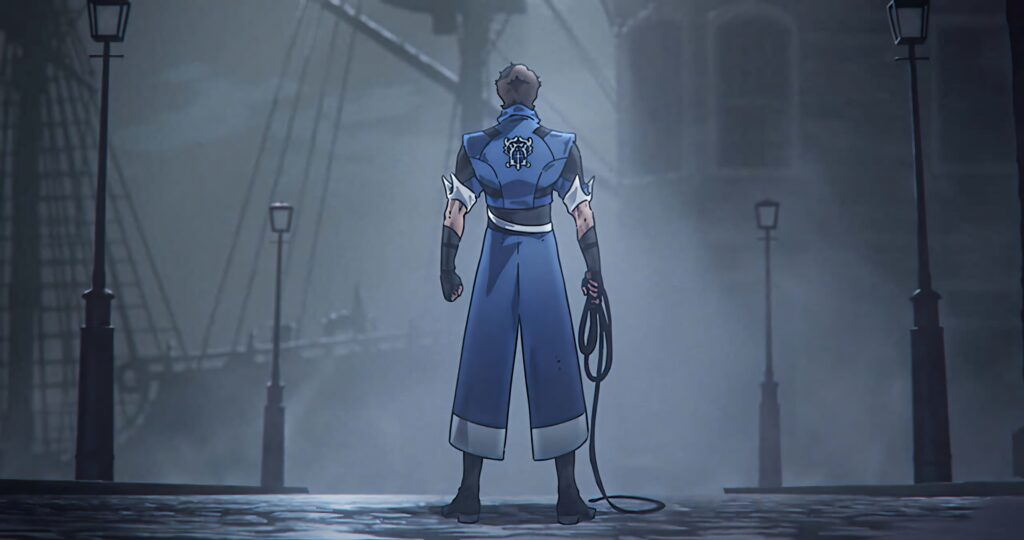 Foggy Street Wallpaper: Mysterious Castlevania Character Unveiled