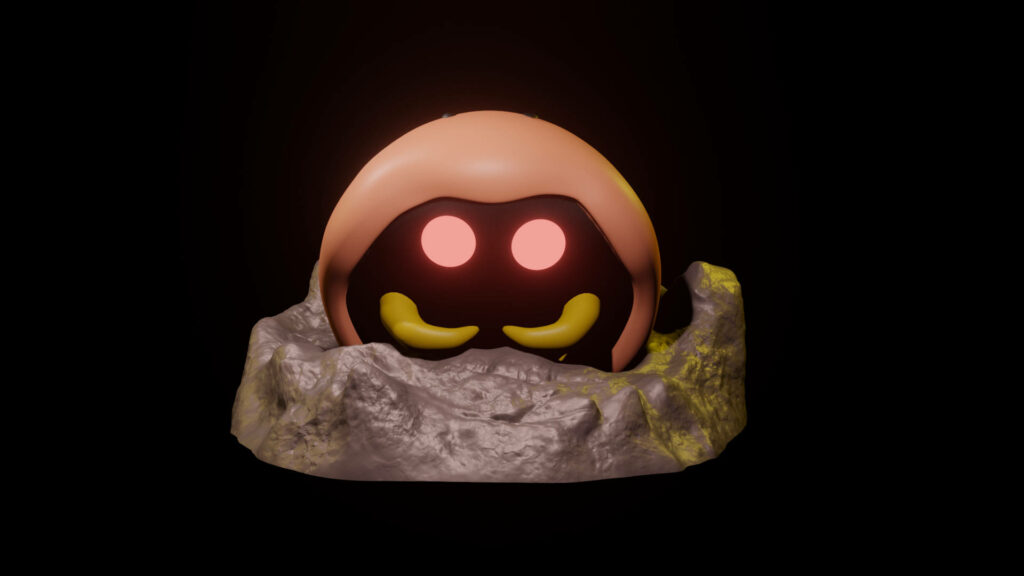 Glowing Red-Eyed Character Wallpaper | Mysterious Helmeted Figure