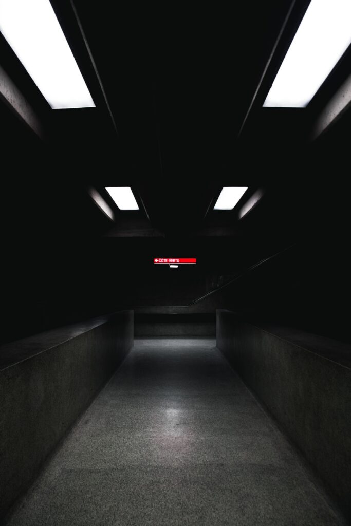 Moody Corridor Wallpaper: Dark, Minimalist, and Atmospheric Background