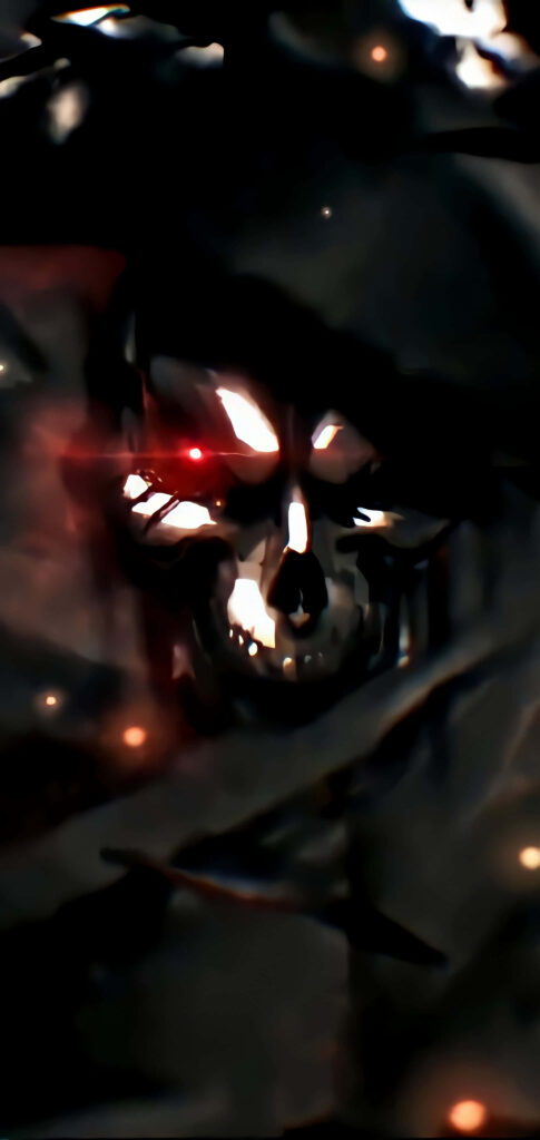 Mysterious Dark Overlord Wallpaper: Eerie Red Eyes in Shadows