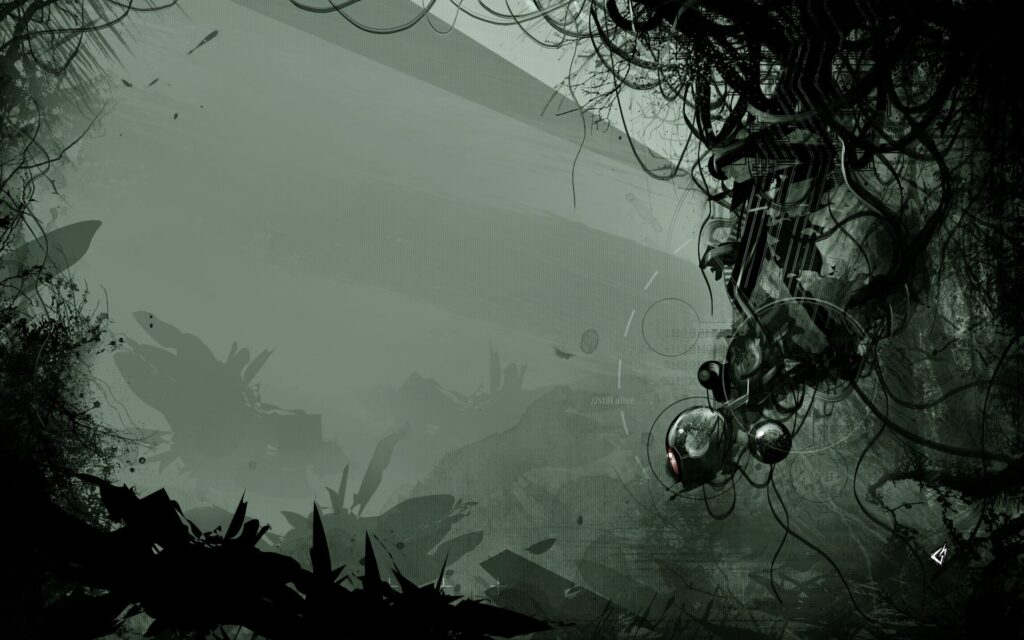 Dark and Mysterious 1920x1200 Wallpaper: Abstract Black & Green