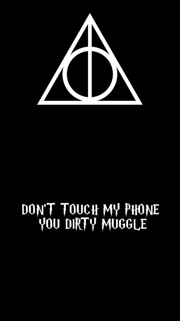 Magical Minimalism: Deathly Hallows in a Whimsical Black and White Wallpaper, Warning: Mischief Managed on My Phone