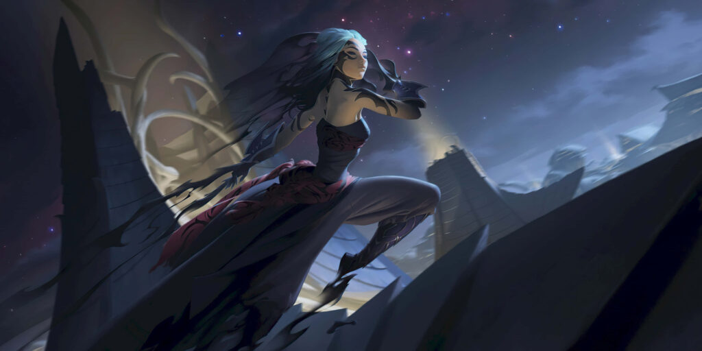 Elegant Ethereal Figure in Starry Night - Dreamlike Wallpaper