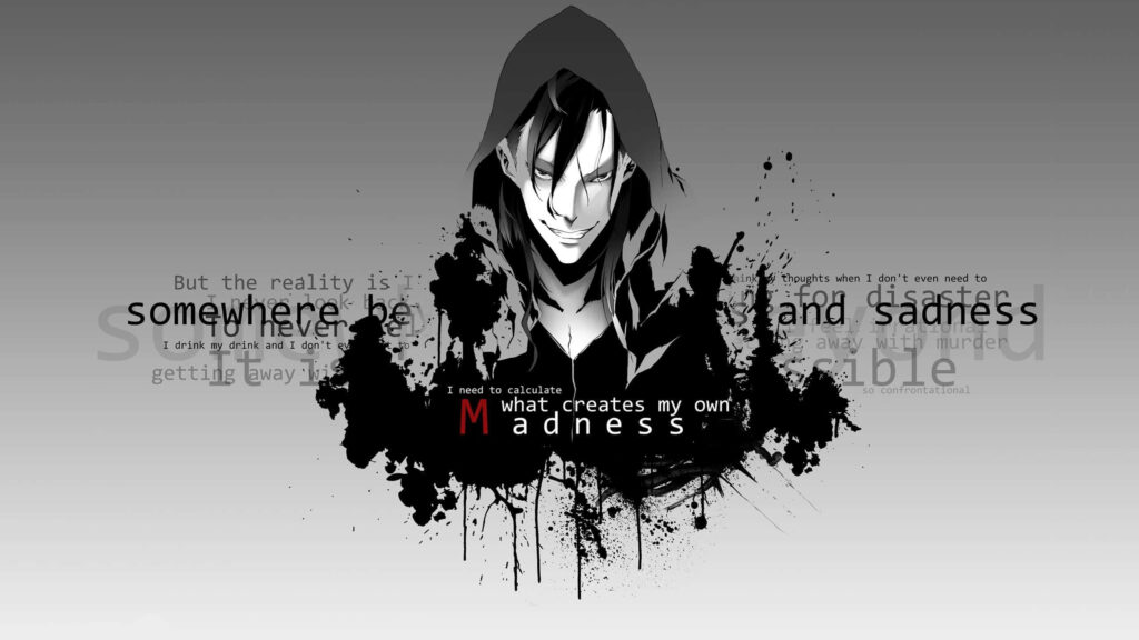 Mysterious Hooded Character Wallpaper: Dark Ink & Thoughtful Message