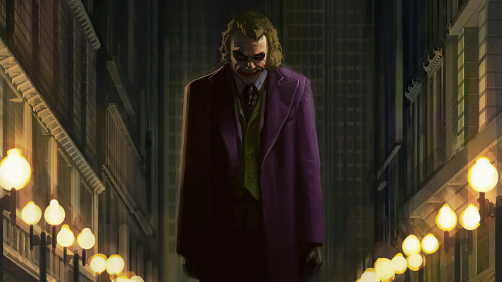 The Brooding Joker: A Dark Figure in the Shadows Wallpaper