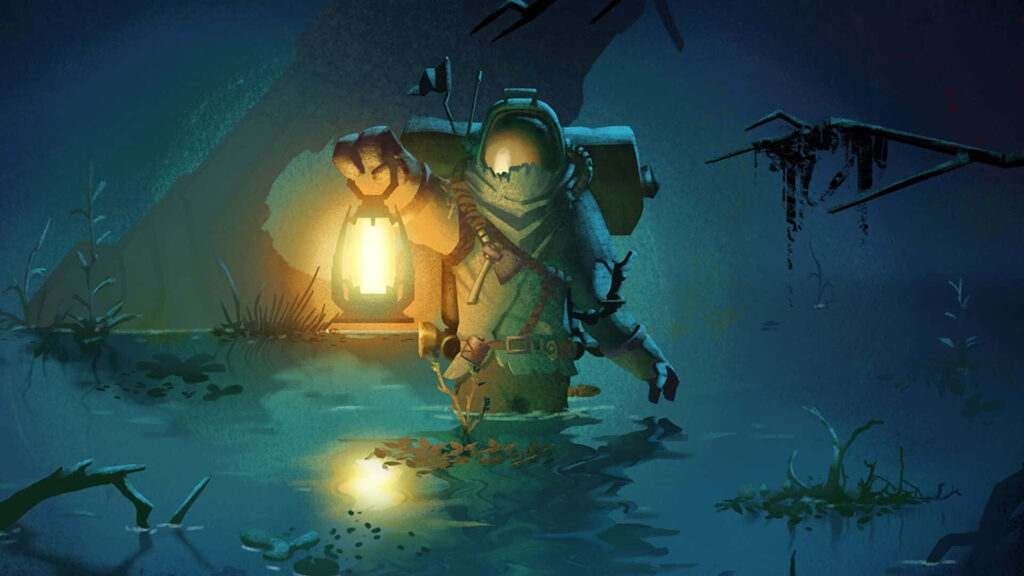Mysterious Suit Man in Water: Dark Atmospheric Wallpaper Background