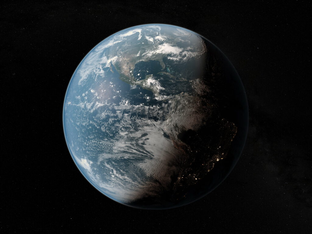 Shadowed Planet amidst Celestial Symphony - Stunning HD Wallpaper Background