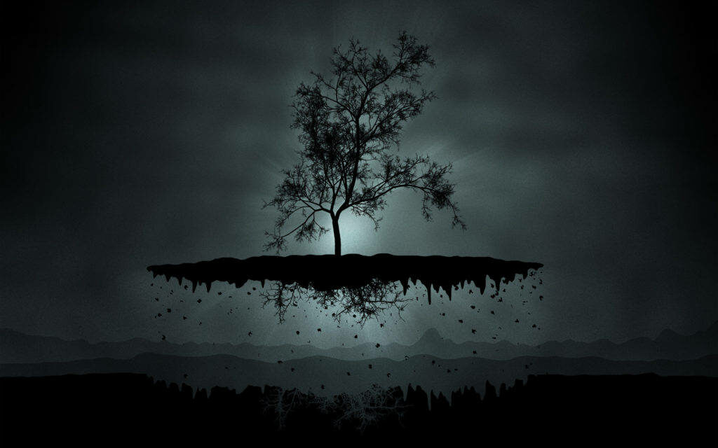 Mysterious Elegance: Enchanting Foggy Silhouette of a Floating Tree on Dark Desktop
Wallpaper