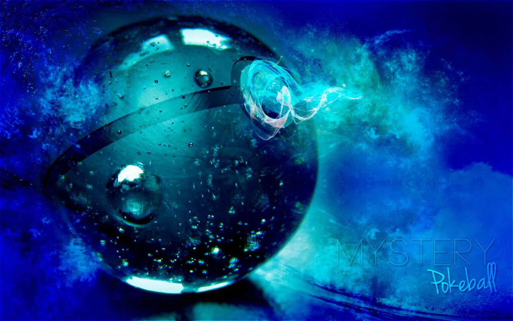 Mystical Blue Pokéball Wallpaper with Vibrant Swirling Patterns