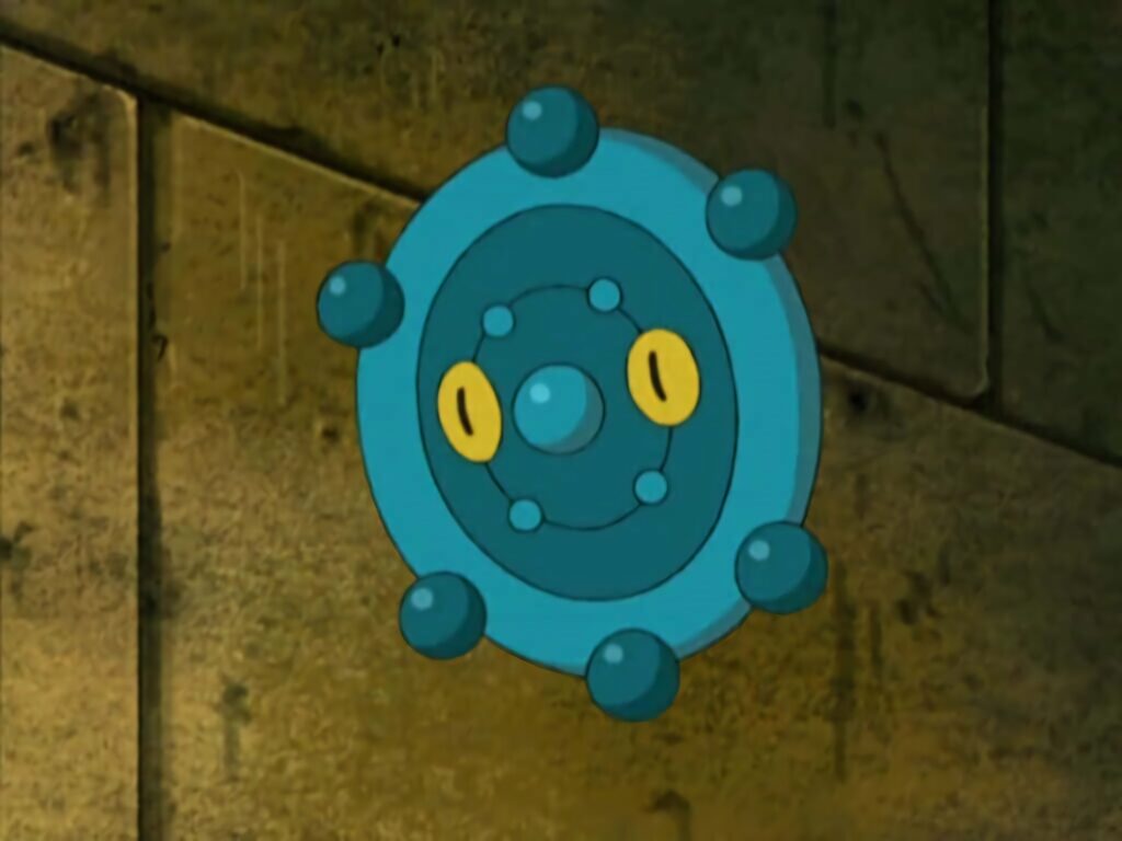Bronzor Steel Psychic Pokémon wallpaper on ancient stone wall background with rich earthy tones