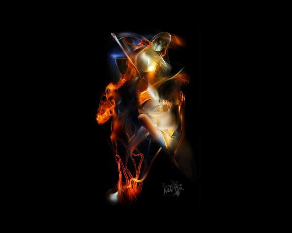 Dynamic 1280x1024 Mystical Figure with Vibrant Swirling Light Background Wallpaper