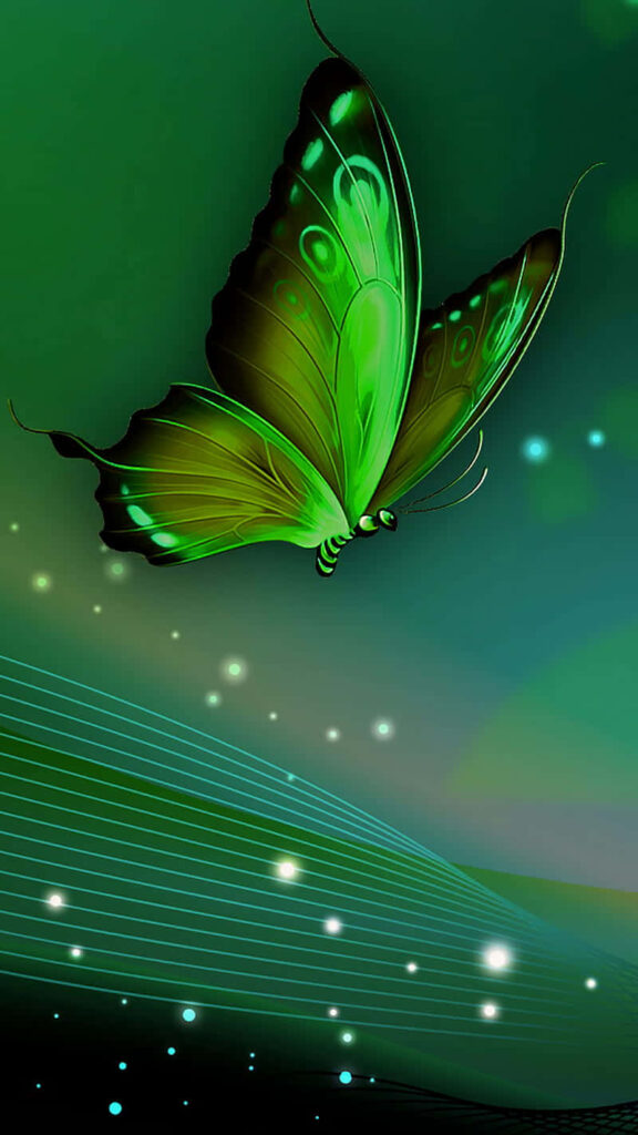 Serene Green Butterfly Wallpaper with Mystical Background