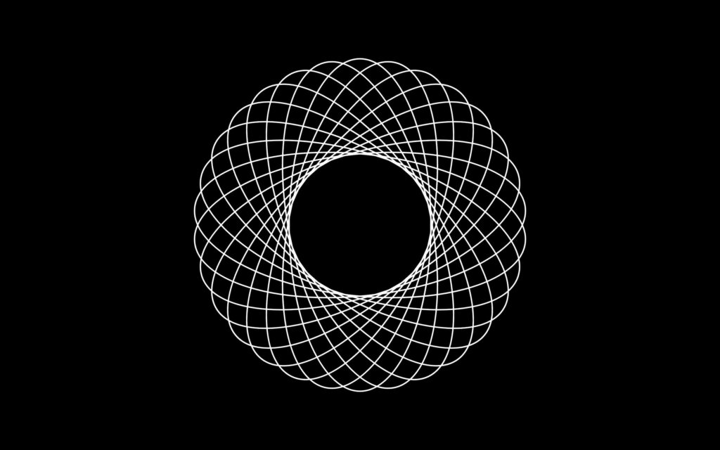 Circular Intersection: Overlapping Oval Lines on a Monochrome Canvas Wallpaper