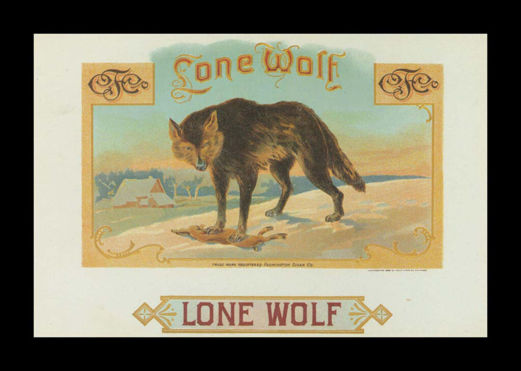 Vintage Lone Wolf Wallpaper in Mystical Snowy Landscape Design