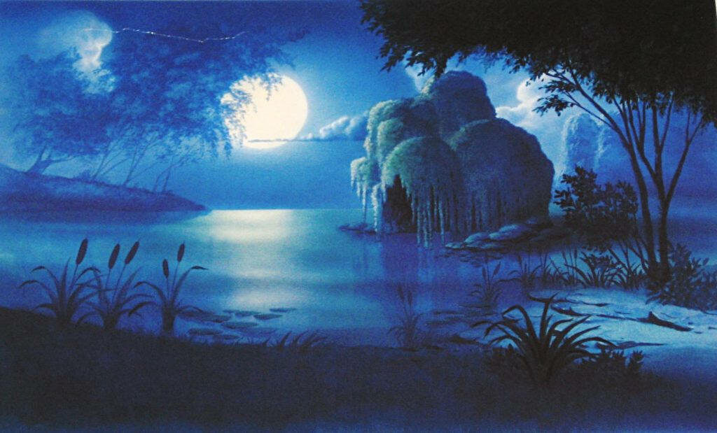 Mysterious Disney Enchantment: Moonlit Secrets in a Dark Forest Wallpaper
