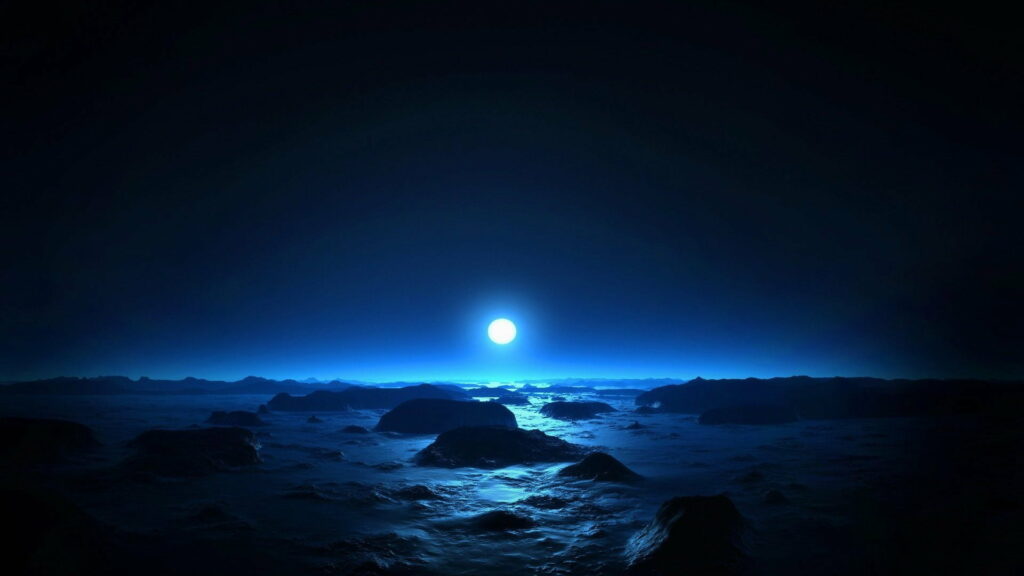 Midnight Serenity: A Captivating HD Moonlit Ocean Wallpaper