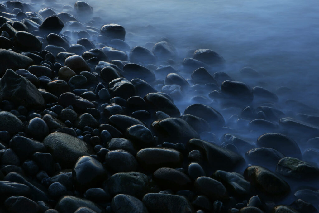 Mystical Shores: Immersive 4D Ultra HD Journey into Night's Misty Realm Wallpaper