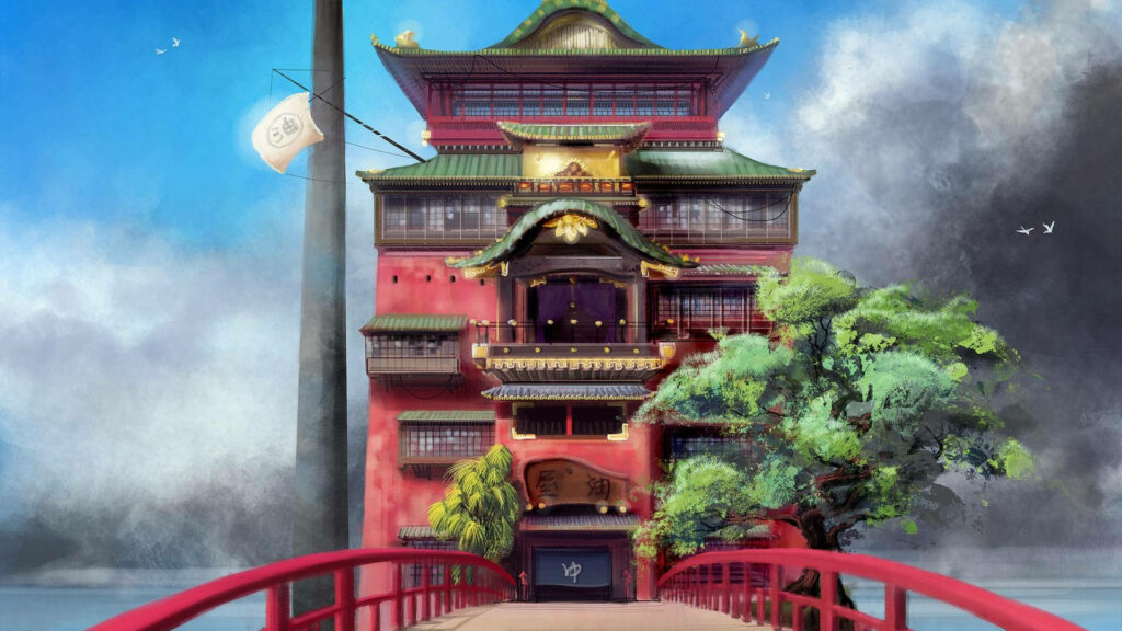 Mystical Marvel: Spirited Away's Enigmatic Bathhouse in All Its Glory Wallpaper