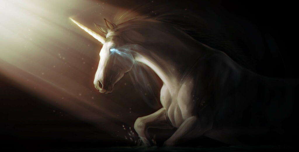 Majestic Mythical Masterpiece: Enchanting Unicorn in Stunning Digital Art Wallpaper