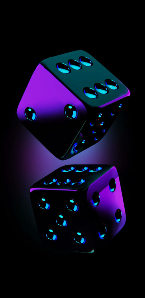 Mesmerizing 2k Amoled Wallpaper with Exquisite Violet Dice Against a Mysterious Dark Background
