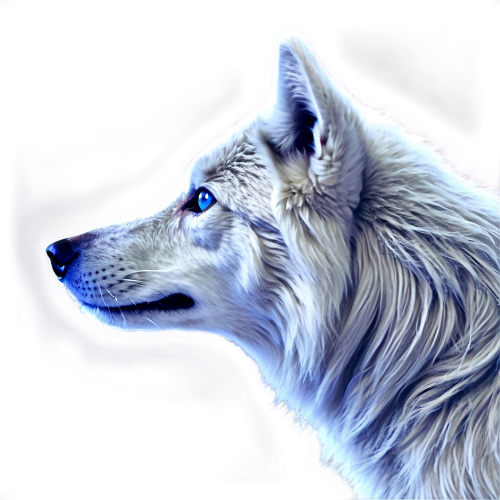Mystical Wolf Wallpaper: Enigmatic Blue-Eyed Beauty