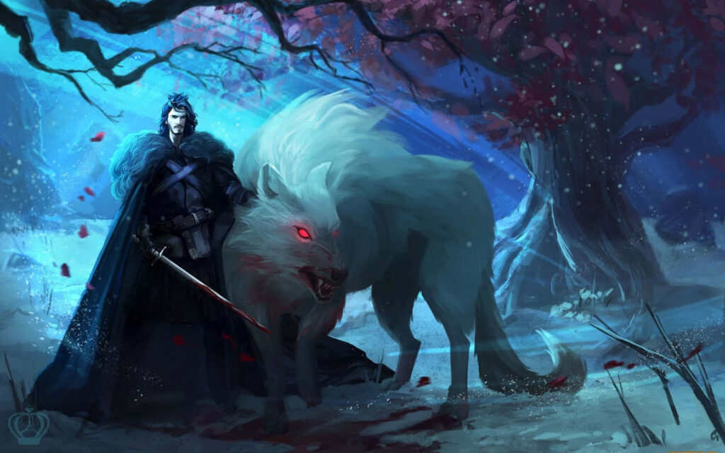Powerful Wolf Wallpaper: Mystical Balance of Water and Fire