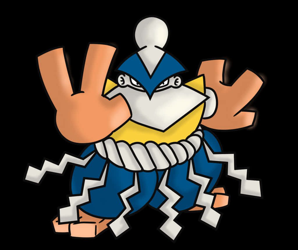 Stylized wrestling creature with Japanese shimenawa rope and shide on black background wallpaper