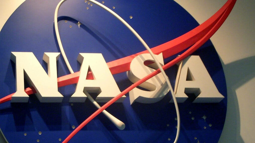 Nasa Logo Wallpaper: Bold Design with Blue Planet & Red Swoosh
