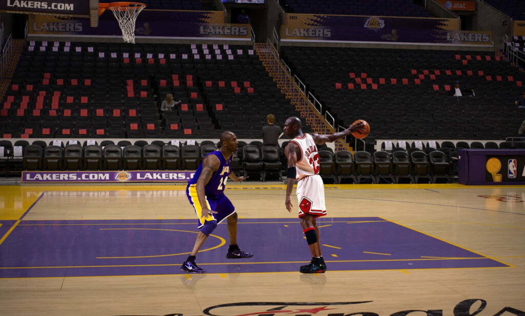 Legends Unite: Kobe Bryant and Michael Jordan - Igniting a Legacy in the NBA Wallpaper