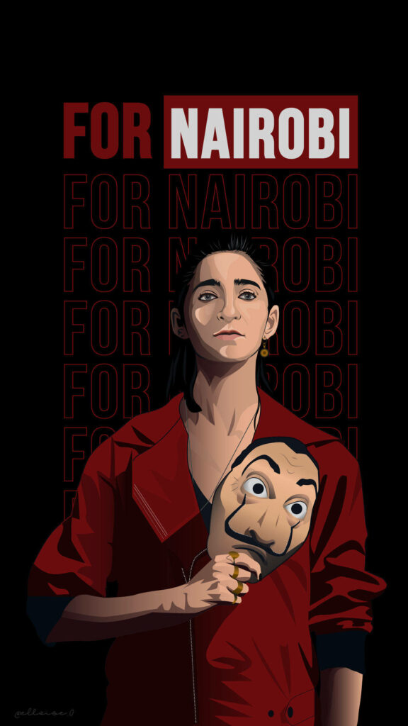 Dedicated to Nairobi: A Burst of Creativity Unveiled in a Red Jumpsuit, Embracing the Dali Mask Wallpaper