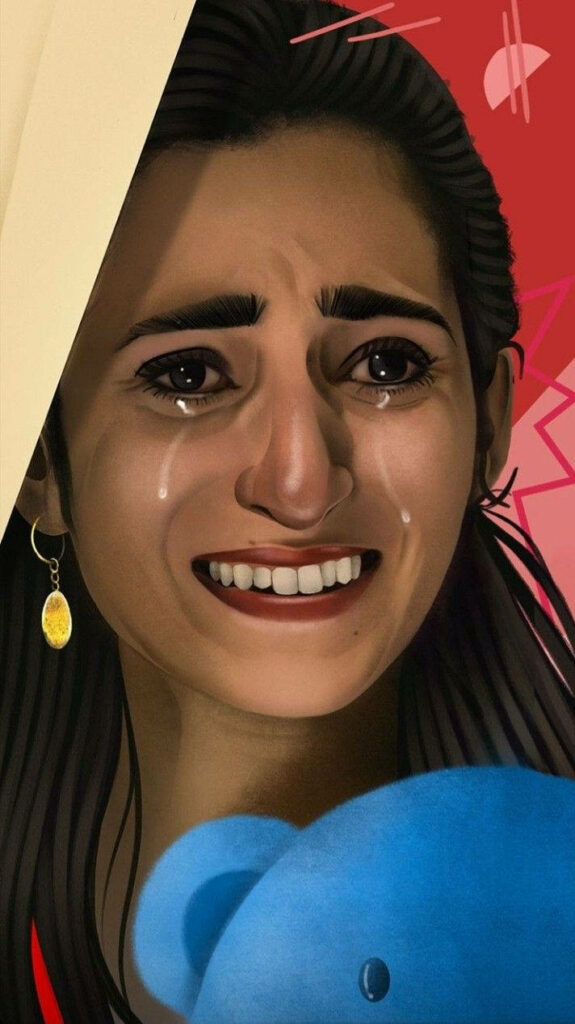 The Emotional Nairobi: A Digital Masterpiece Depicting a Tearful Money Heist Icon Wallpaper