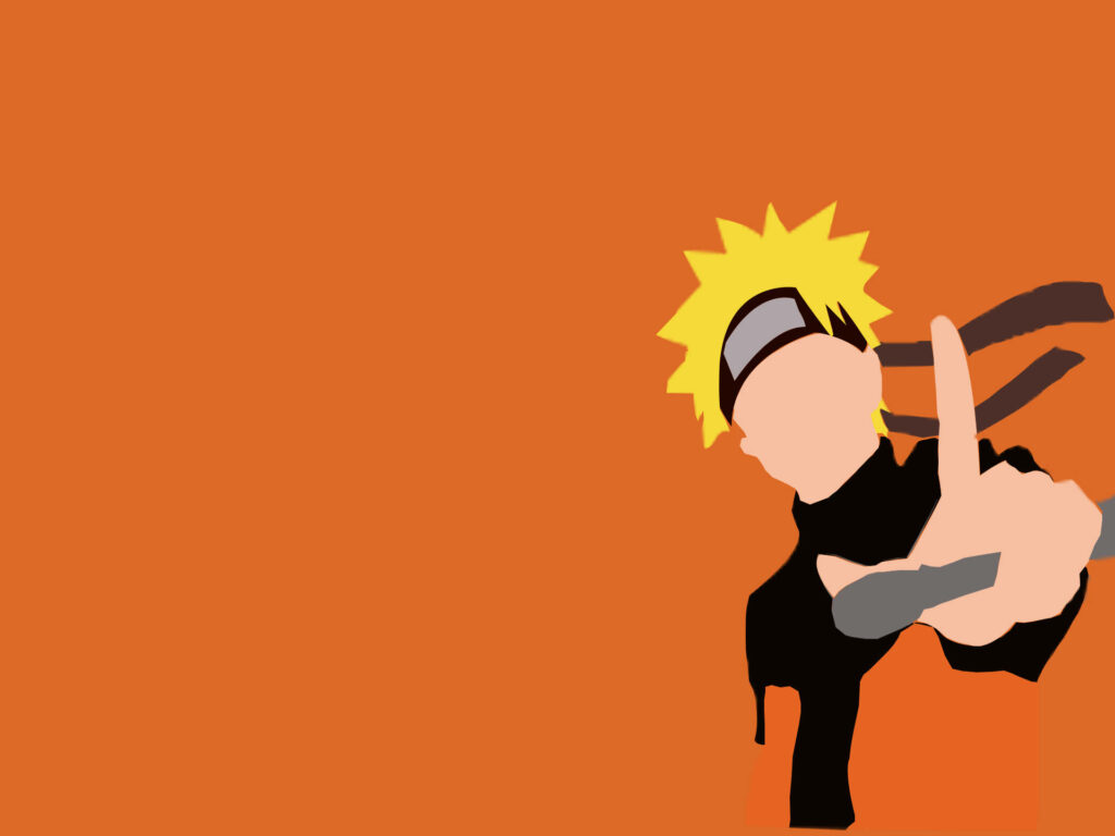 Minimalist digital art of Naruto in Baryon Mode with bold orange tones and dynamic shapes wallpaper