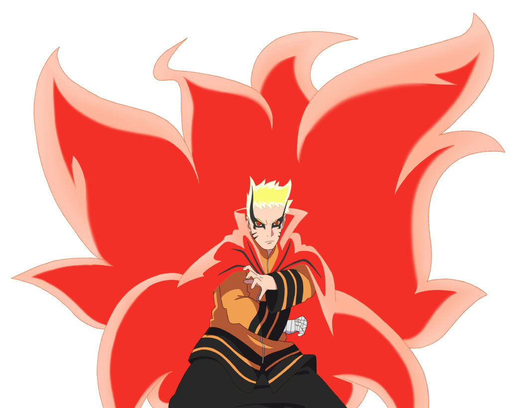Naruto's Powerful Baryon Mode: A Minimalist Display of Strength on a White Canvas Wallpaper