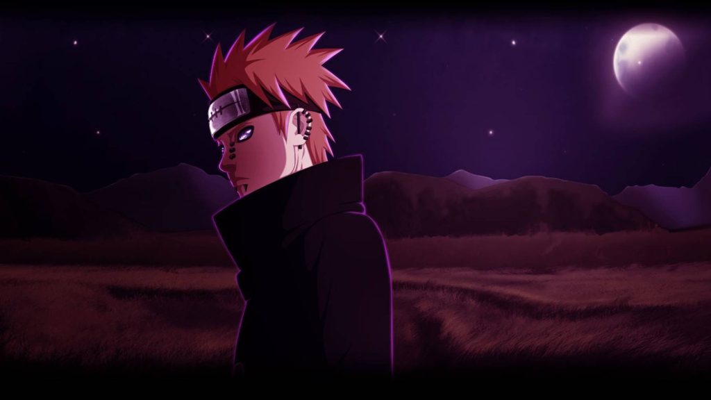 Naruto Pain Akatsuki wallpaper Rinnegan eyes dark purple night moon anime background desktop