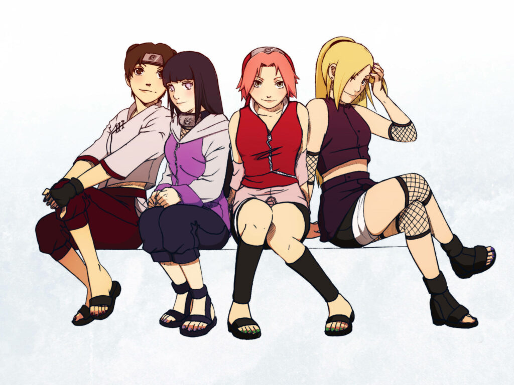 Unleashing Girl Power: Naruto Girls Bask in Friendship and Fun - Vibrant Naruto Girls Background Capture Wallpaper