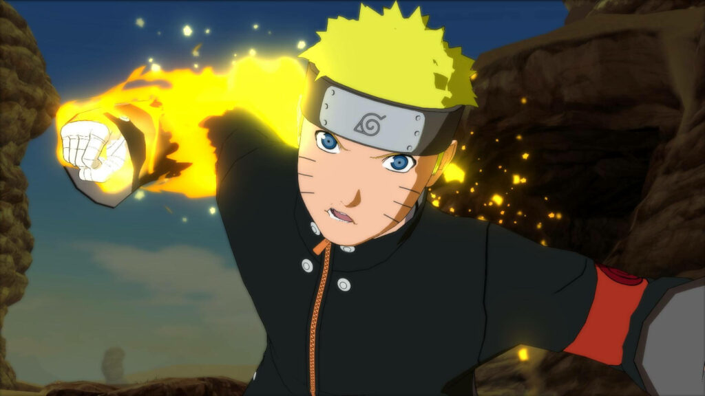 Naruto's Fiery Fist Pierces the Rocky Backdrop: A Captivating Naruto Shippuden 4k Background Snapshot Wallpaper