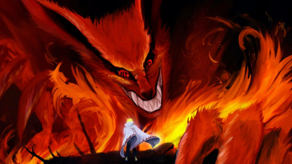 Fierce Clash: Naruto Uzumaki Confronts Kurama in Epic HD Fanart Wallpaper!