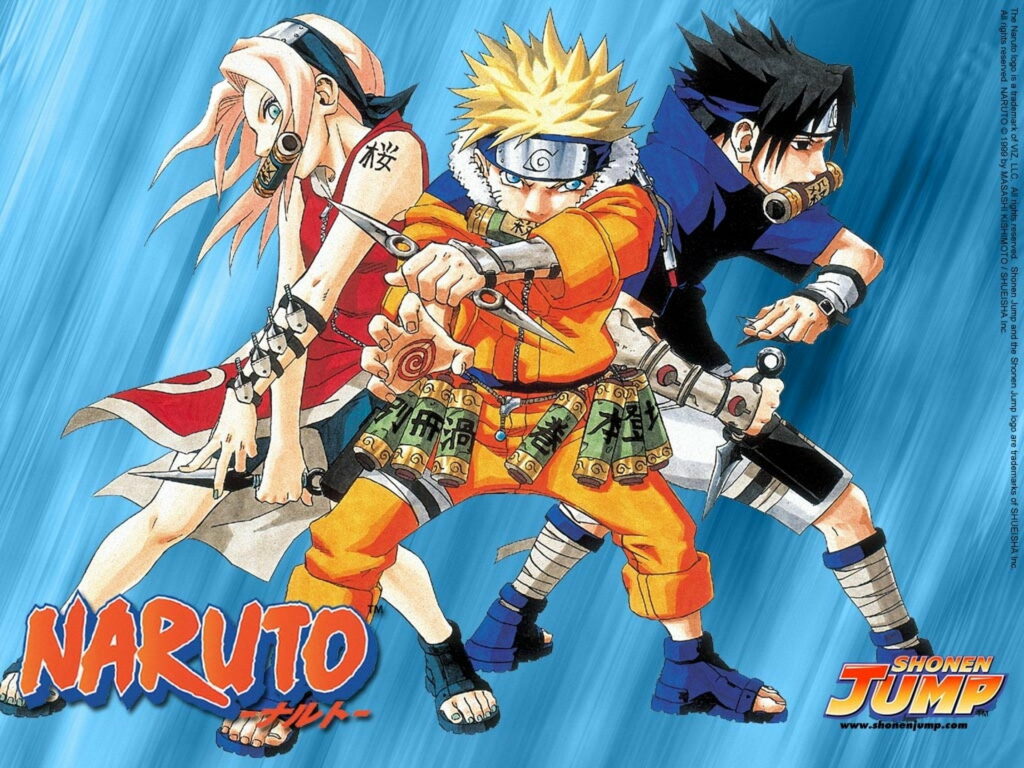 HD Anime Wallpaper featuring Naruto Uzumaki and Sakura Haruno in Shonen Jump Adventure