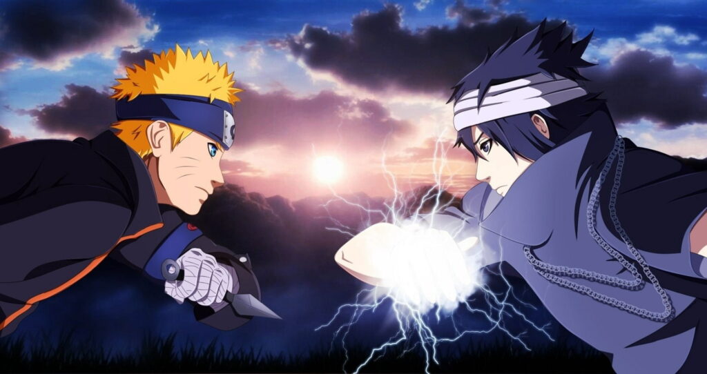 The Ultimate Rivalry: Naruto and Sasuke HD Anime Wallpaper