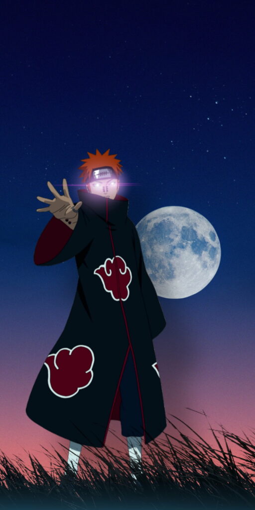 Rise of the Akatsuki: A Lunar Encounter in Naruto's Manga Realm – HD Phone Wallpaper
